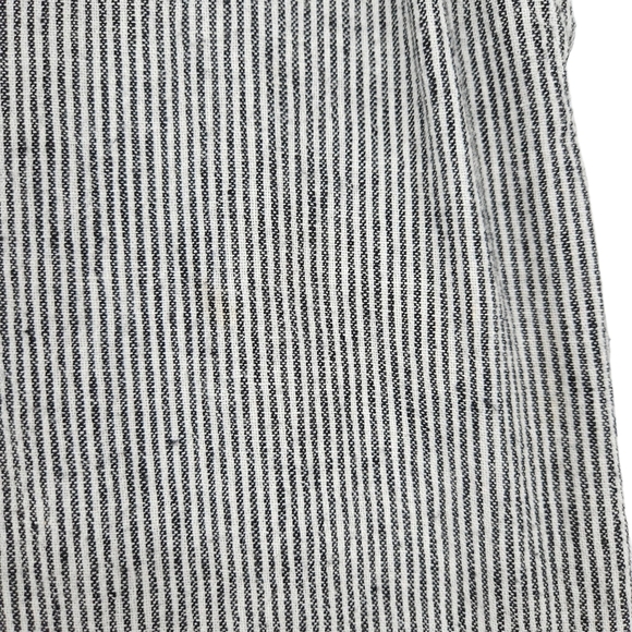 Max Studio Tapered Pants Linen Black Stripe High Rise Pull On Tie Belt Medium - Picture 2 of 7